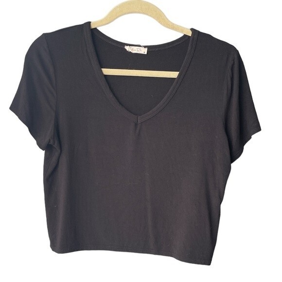 Olivia Rae Black Fitted Crop T-Shirt Size L - Picture 1 of 4